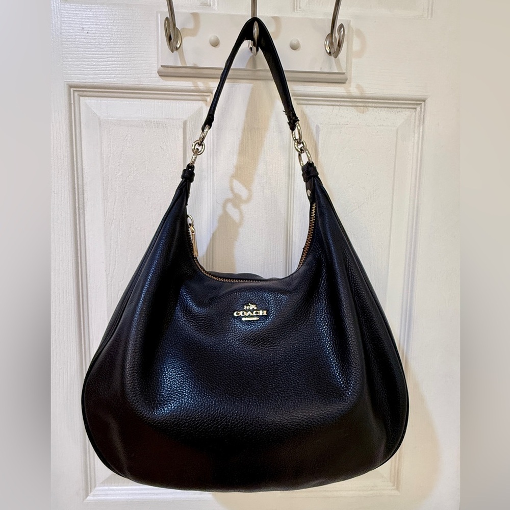 Coach Black Pebbled Leather Haley Hobo Purse